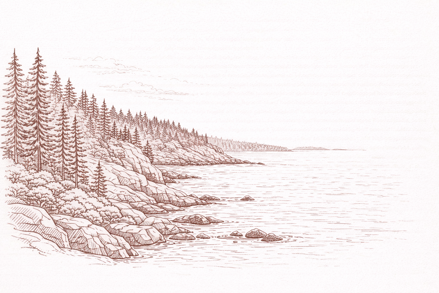Main coastline in artistic outline style